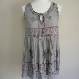 Urban Crochet Peplum Flowy Tunic Tank Keyhole tie